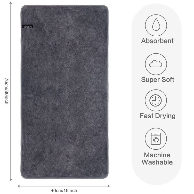 KinHwa Microfiber Hand Towels for Bathroom Soft and Absorbent Face Towels for Bath, Spa, Gym 16inch x 30inch 4 Pack Gray - Image 2